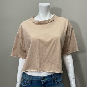 FREE PEOPLE MOVEMENT Inspire Tan Cropped Tee Shirt  Top